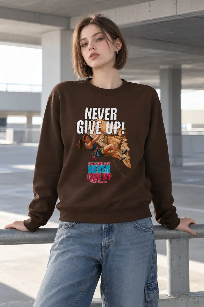 "Never Give Up Climber" Heavy Blend Unisex Crewneck Sweatshirt