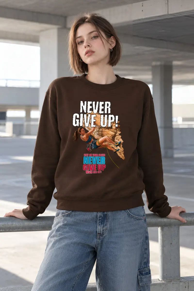 "Never Give Up Climber" Heavy Blend Unisex Crewneck Sweatshirt