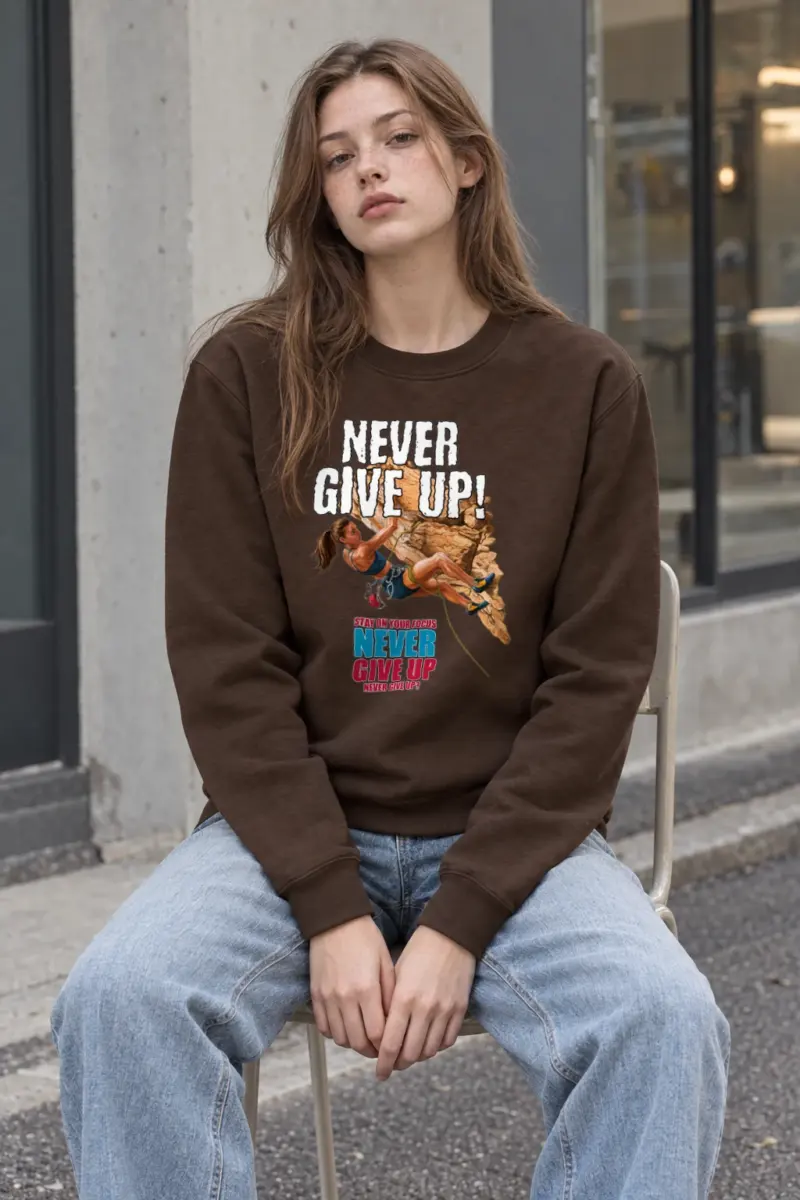 "Never Give Up Climber" Heavy Blend Unisex Crewneck Sweatshirt