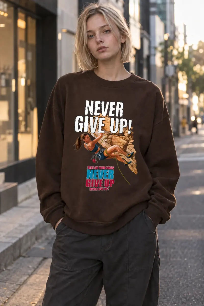 "Never Give Up Climber" Heavy Blend Unisex Crewneck Sweatshirt | Gildan 18000