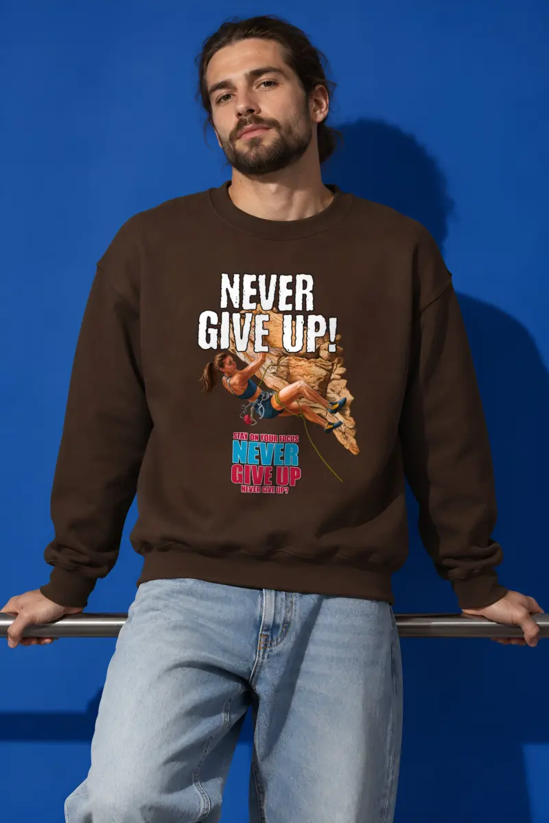 "Never Give Up Climber" Heavy Blend Unisex Crewneck Sweatshirt