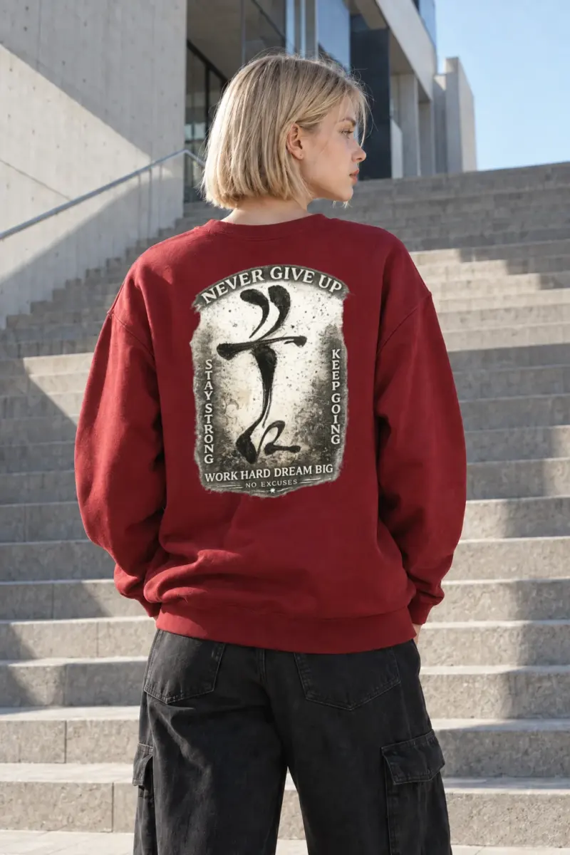 "Never Give Up" Heavy Blend Unisex Crewneck Sweatshirt | Gildan 18000
