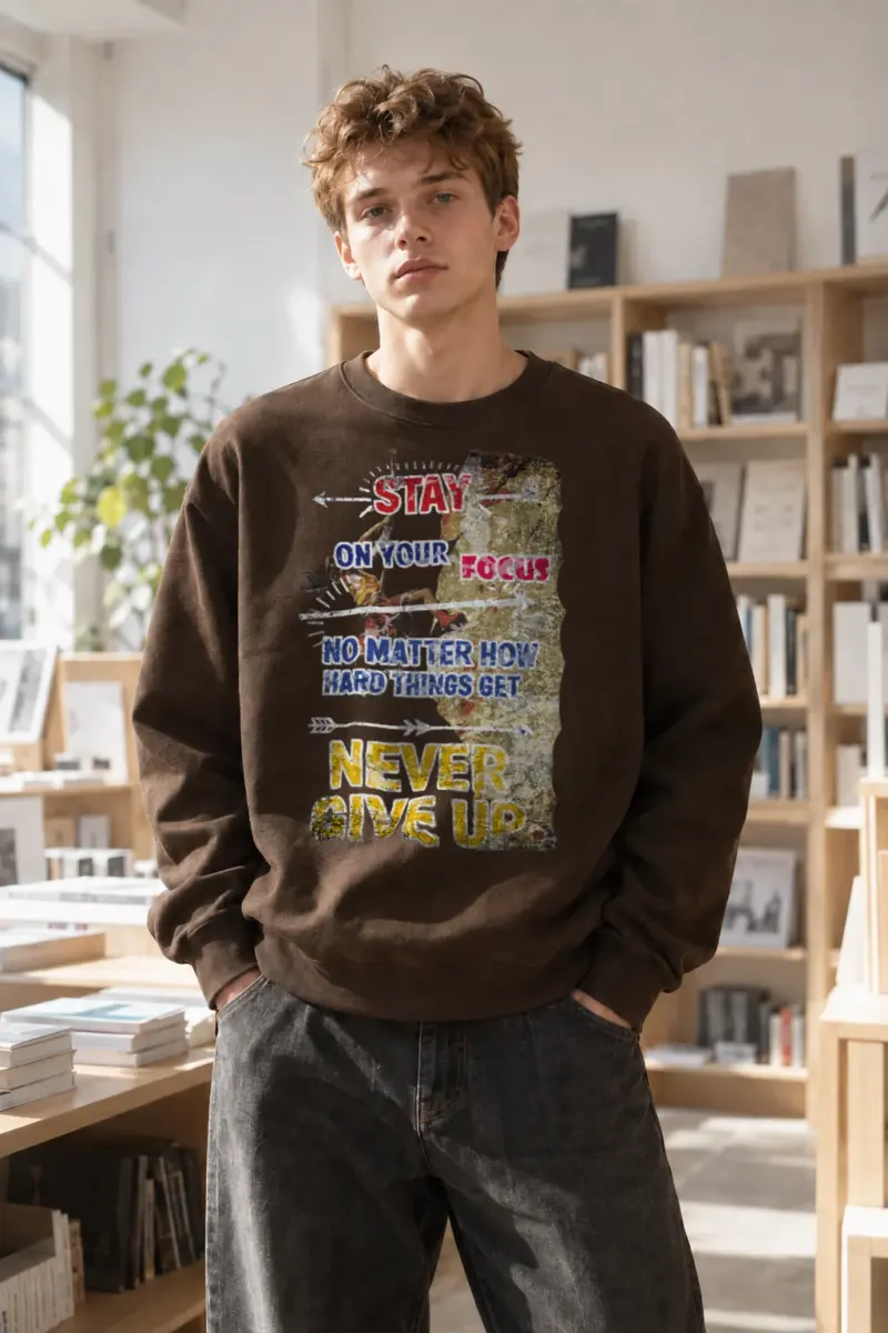 "Never Give Up" Heavy Blend Unisex Crewneck Sweatshirt | Gildan 18000