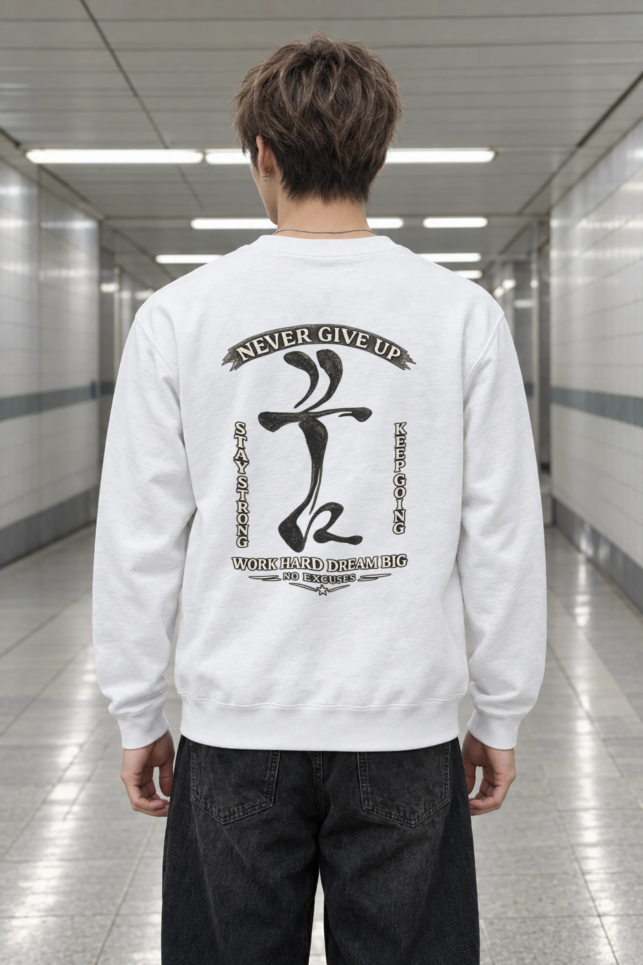 "Never Give Up" Heavy Blend Unisex Crewneck Sweatshirt