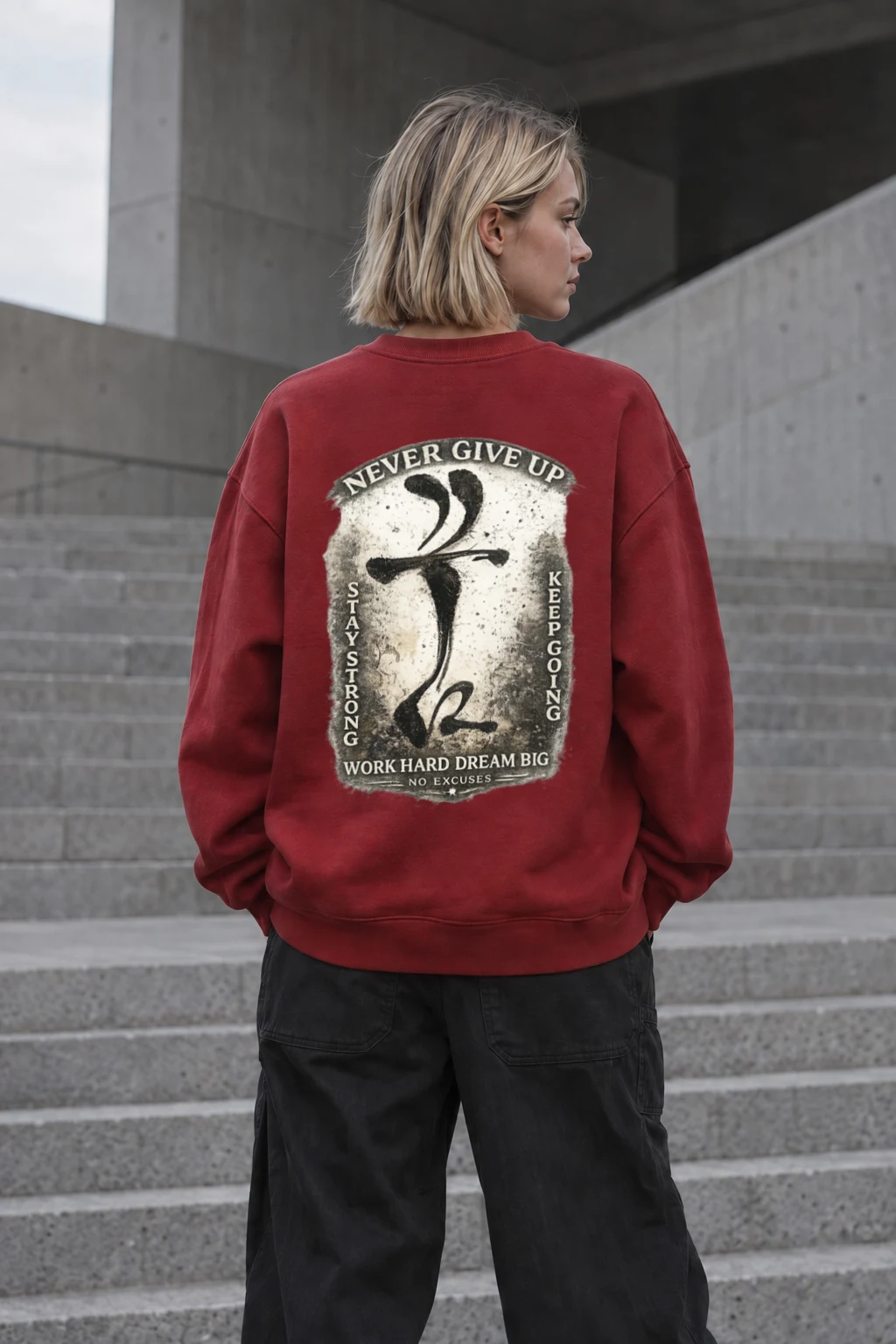 "Never Give Up" Heavy Blend Unisex Crewneck Sweatshirt | Gildan 18000