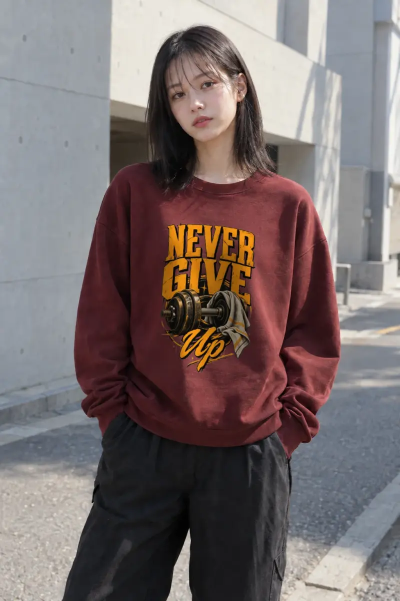 "Never Give Up" Heavy Blend Unisex Crewneck Sweatshirt | Gildan 18000