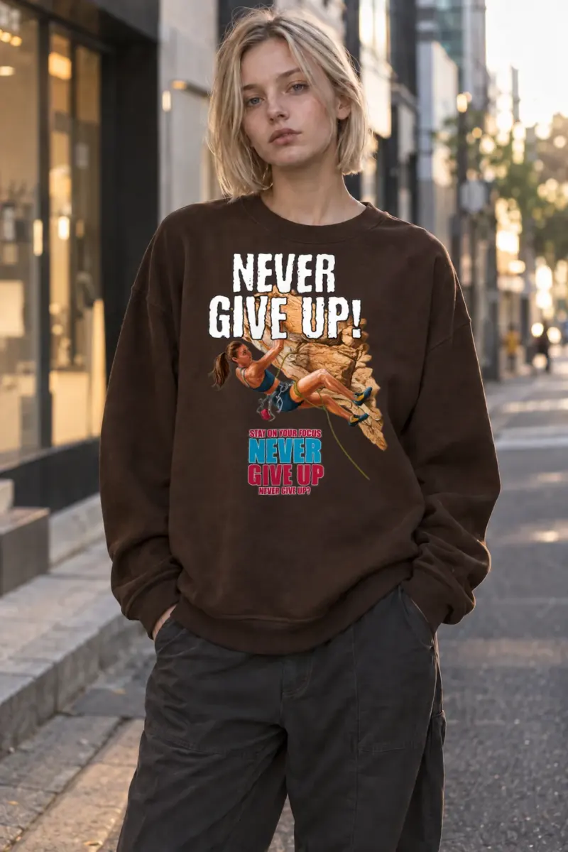 "Never Give Up" Heavy Blend Unisex Crewneck Sweatshirt | Gildan 18000