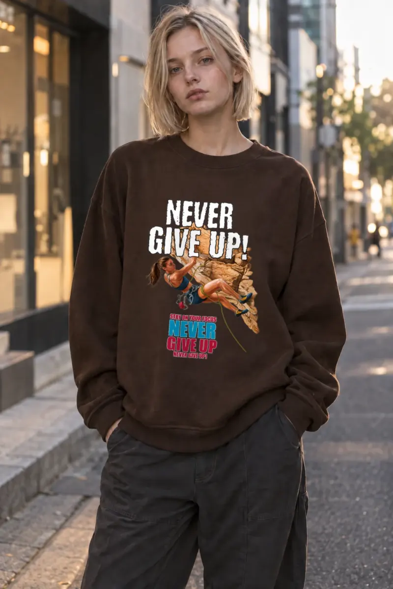"Never Give Up" Heavy Blend Unisex Crewneck Sweatshirt | Gildan 18000