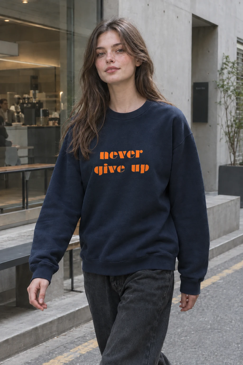 "Never Give Up" Heavy Blend Unisex Crewneck Sweatshirt | Gildan 18000