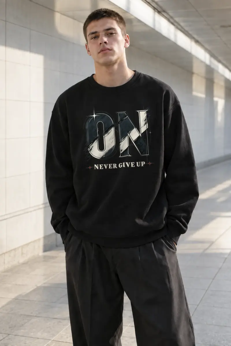 "Never Give Up" Heavy Blend Unisex Crewneck Sweatshirt | Gildan 18000