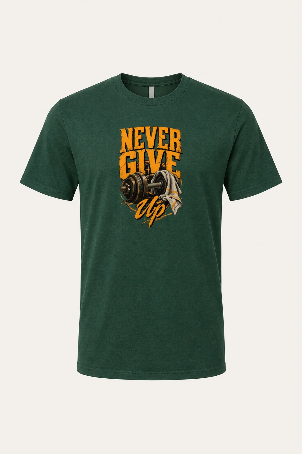 "Never Give Up" Heavyweight Unisex Crewneck T-shirt | Gildan 5000