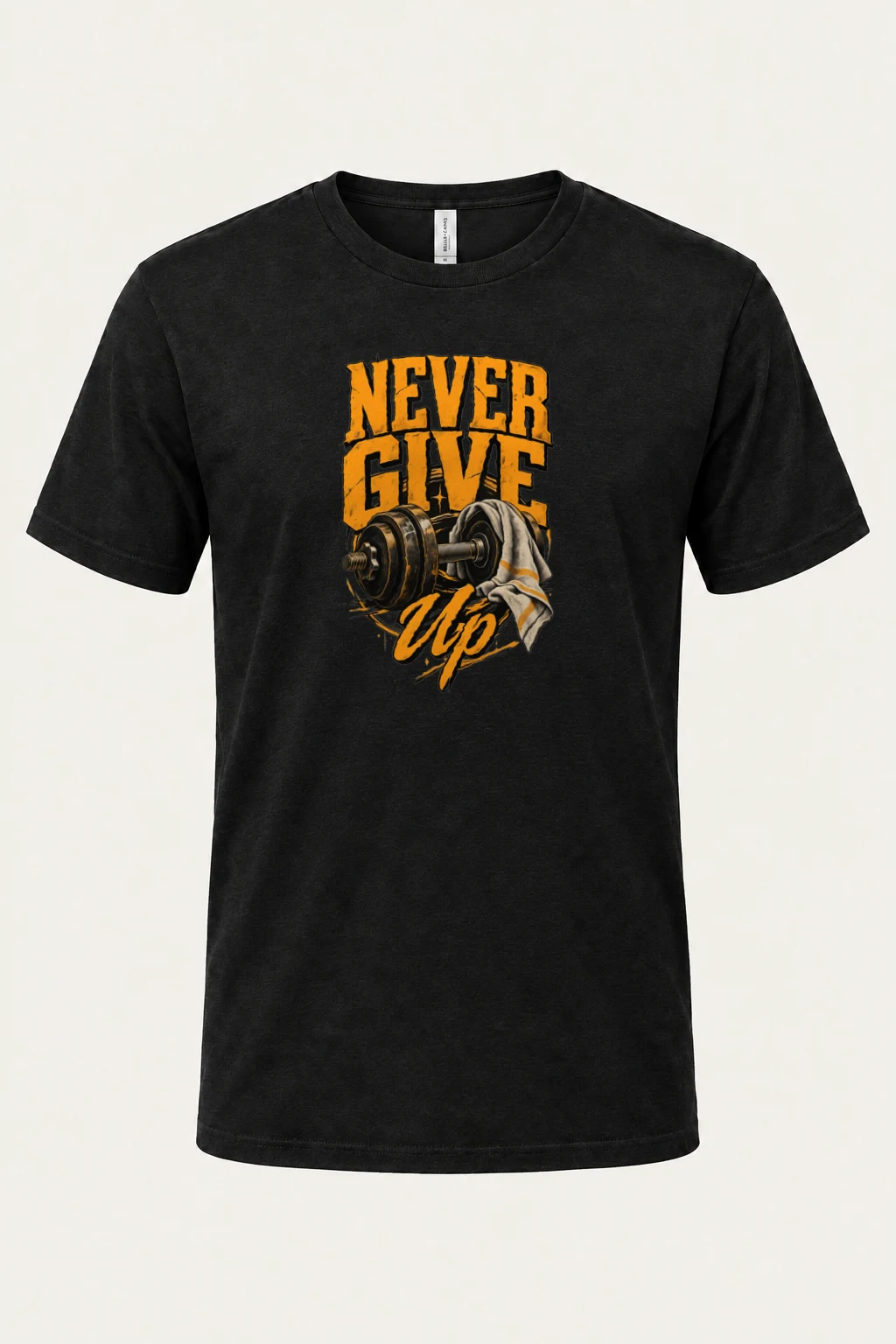 "Never Give Up" Heavyweight Unisex Crewneck T-shirt | Gildan 5000
