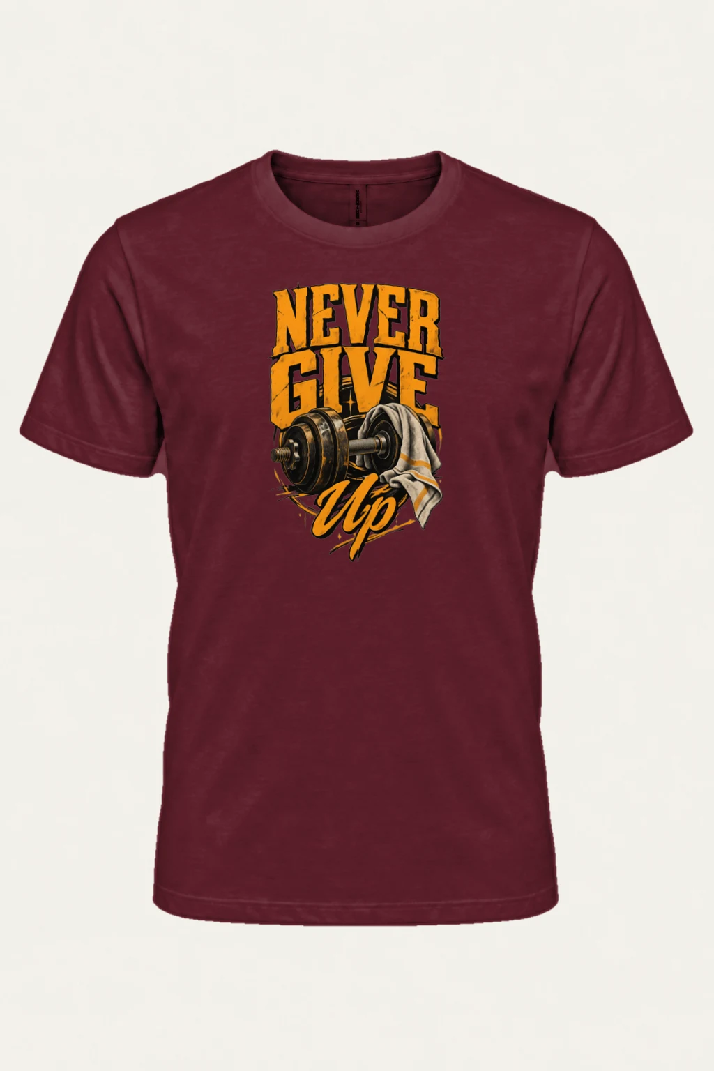 "Never Give Up" Heavyweight Unisex Crewneck T-shirt | Gildan 5000