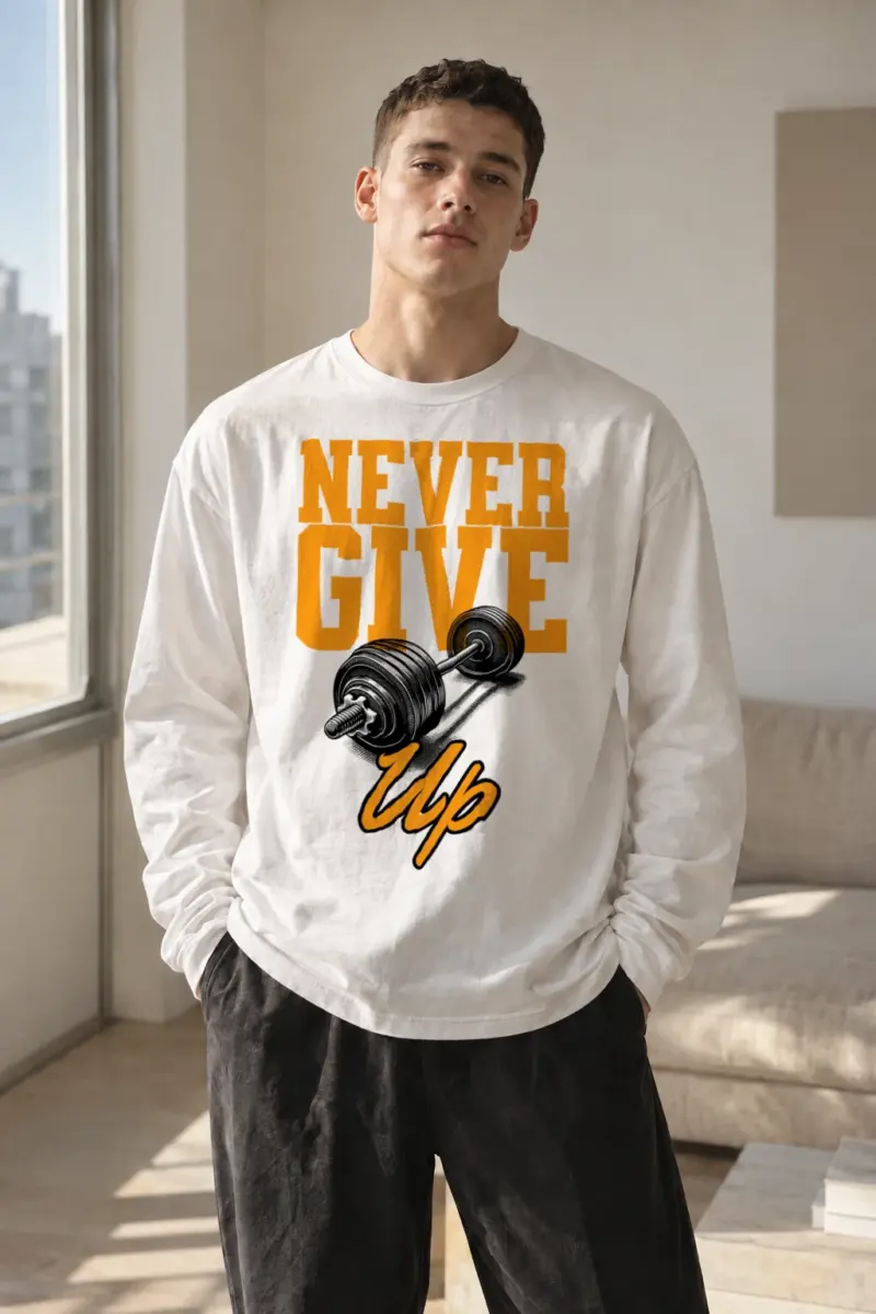 “Never Give Up” Unisex Longsleeve T-shirt | Gildan 2400
