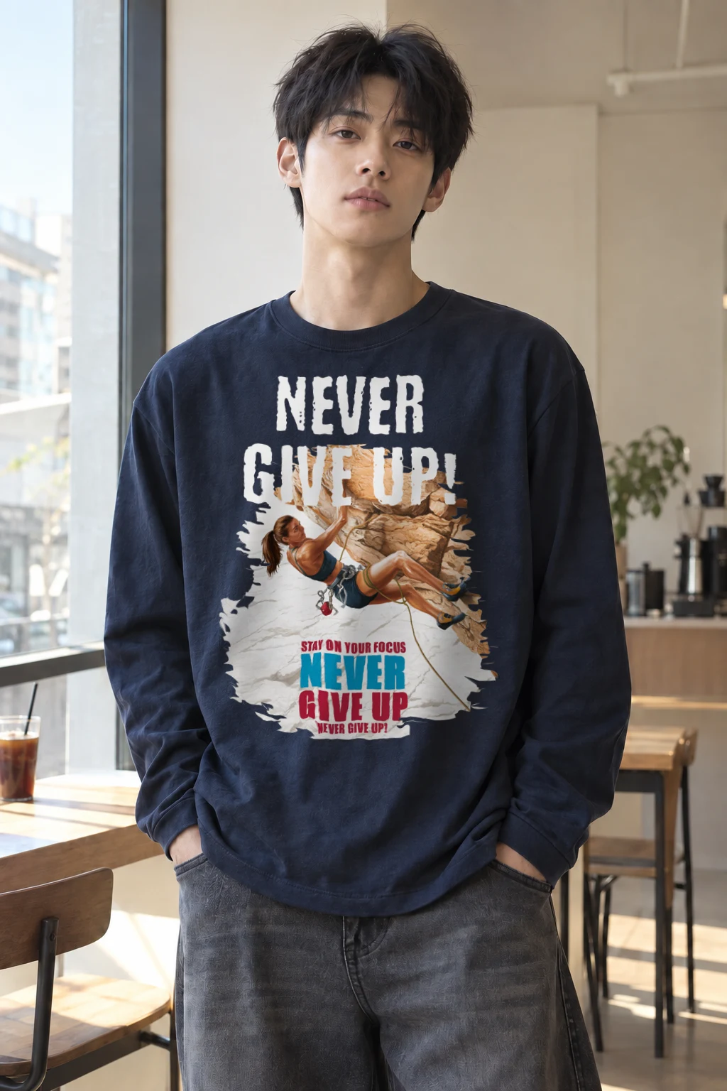 "Never Give Up" Unisex Longsleeve T-shirt | Gildan 2400