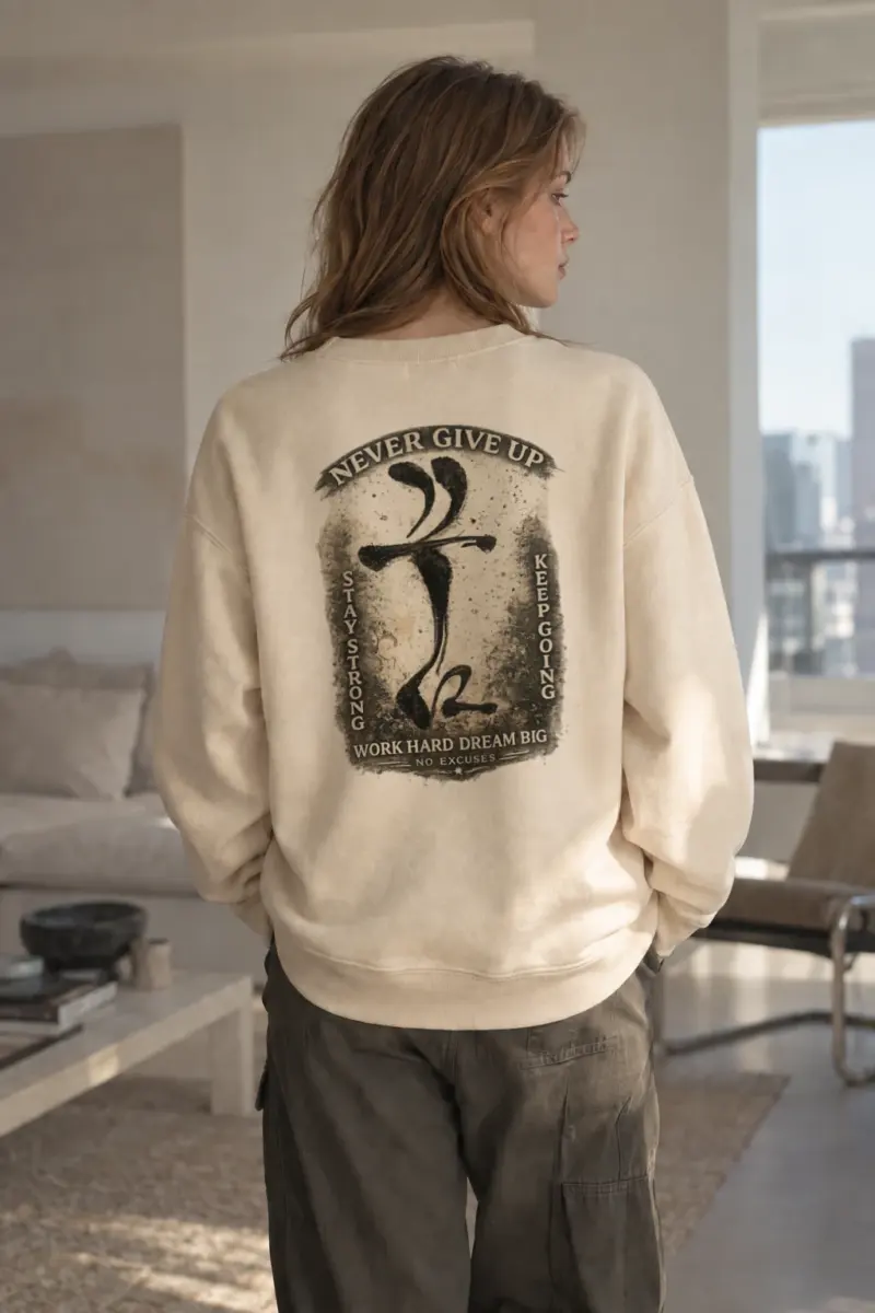 "Never Give Up" Unisex Sponge Fleece Crewneck Sweatshirt | Bella + Canvas 3901