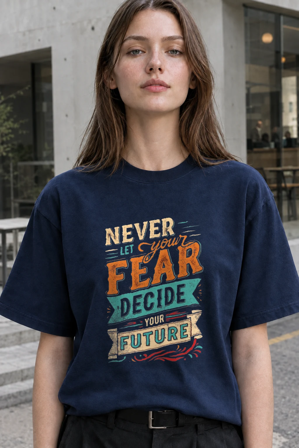 "Never Let Fear" Heavyweight Unisex Crewneck T-shirt | Gildan 5000