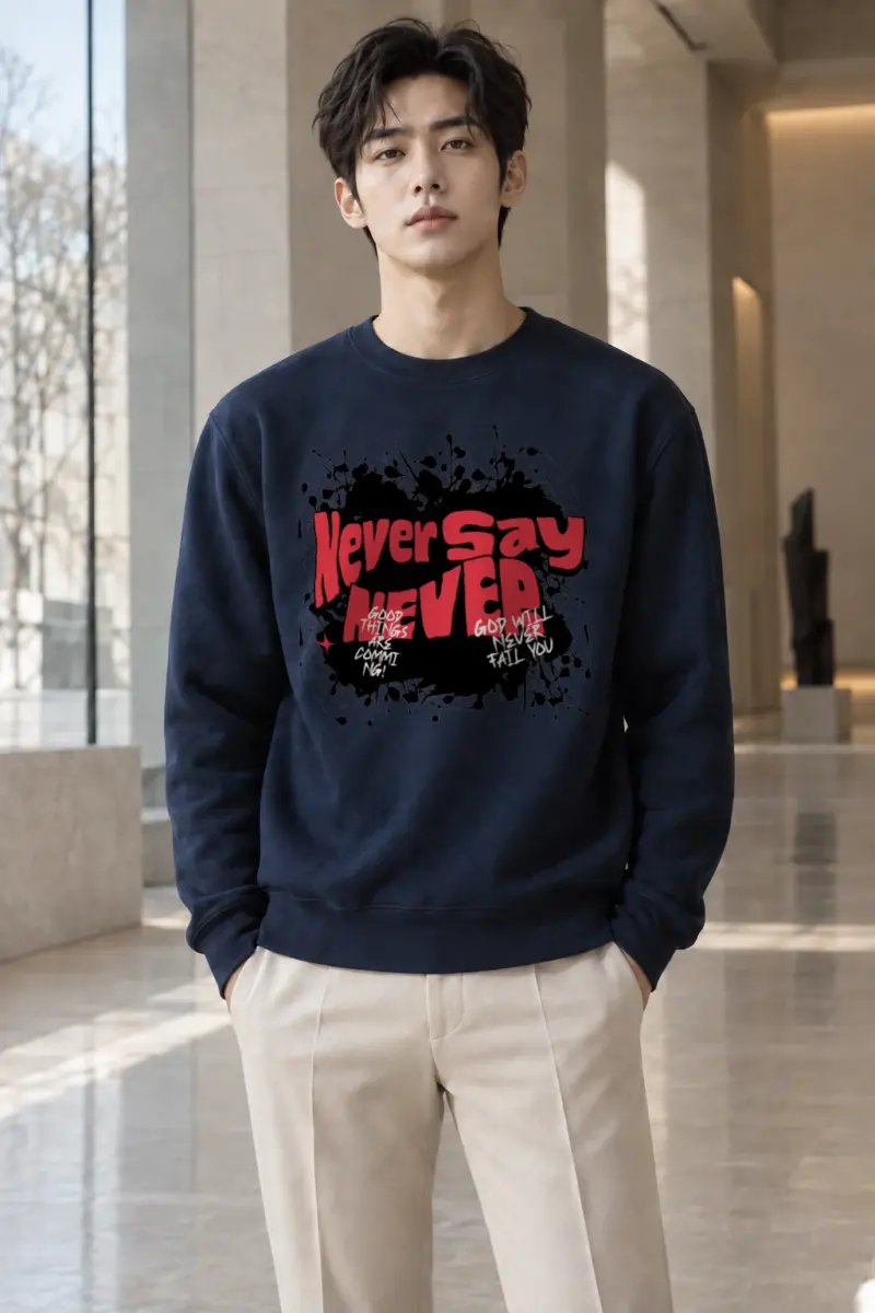 "Never Say Never" Heavy Blend Unisex Crewneck Sweatshirt | Gildan 18000
