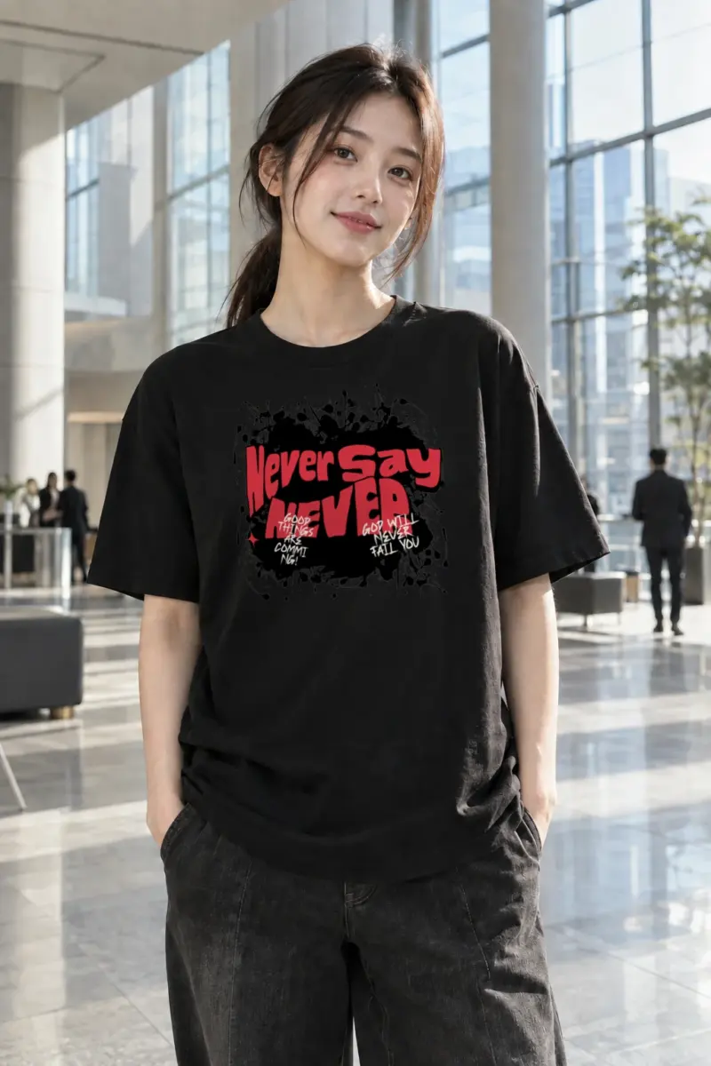 "Never Say Never" Heavyweight Unisex Crewneck T-shirt | Gildan 5000