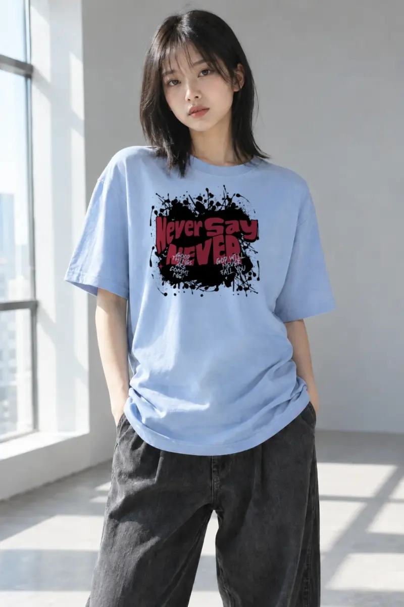 “Never Say Never” Heavyweight Unisex Crewneck T-shirt | Gildan 5000
