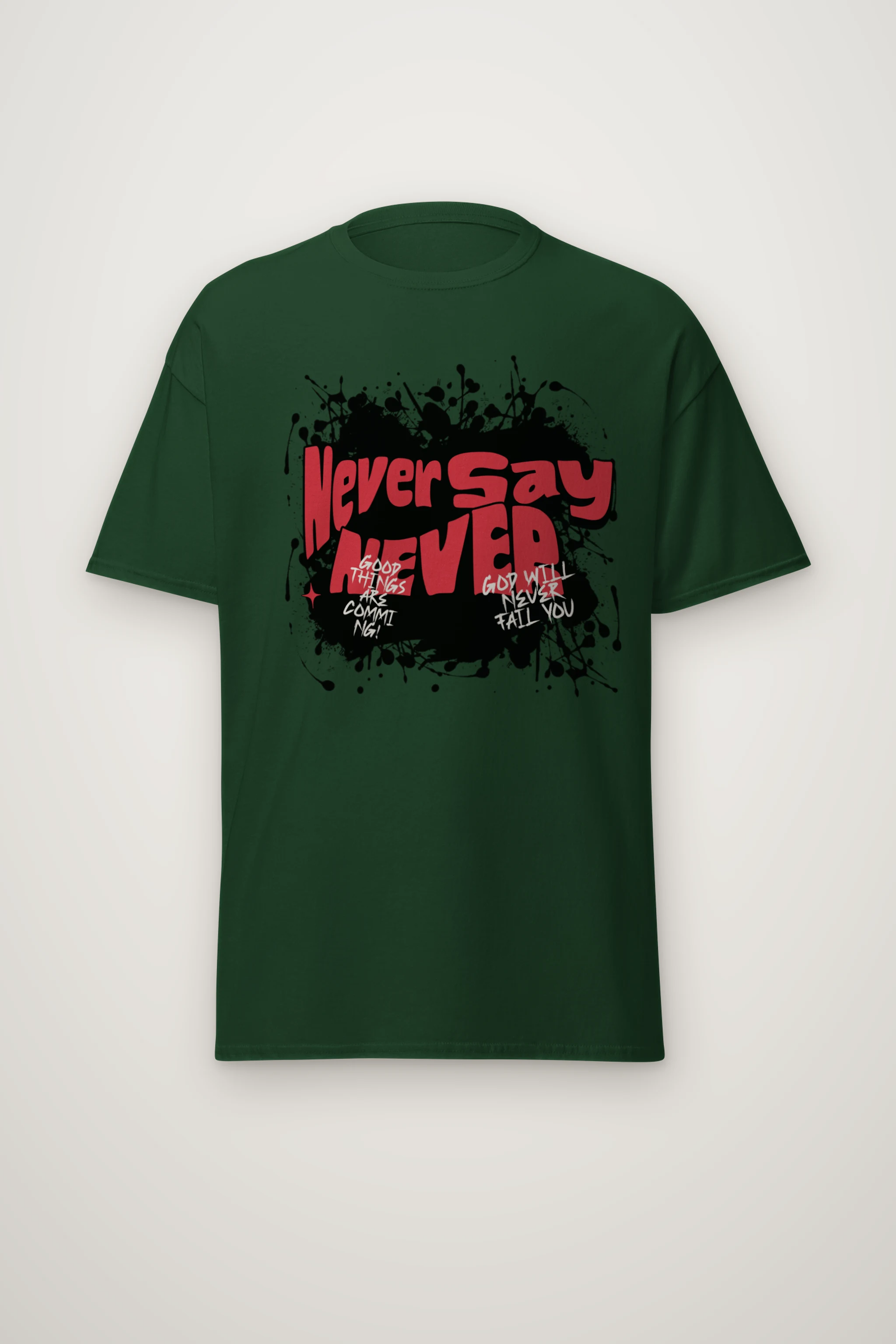 "Never Say Never" Heavyweight Unisex Crewneck T-shirt