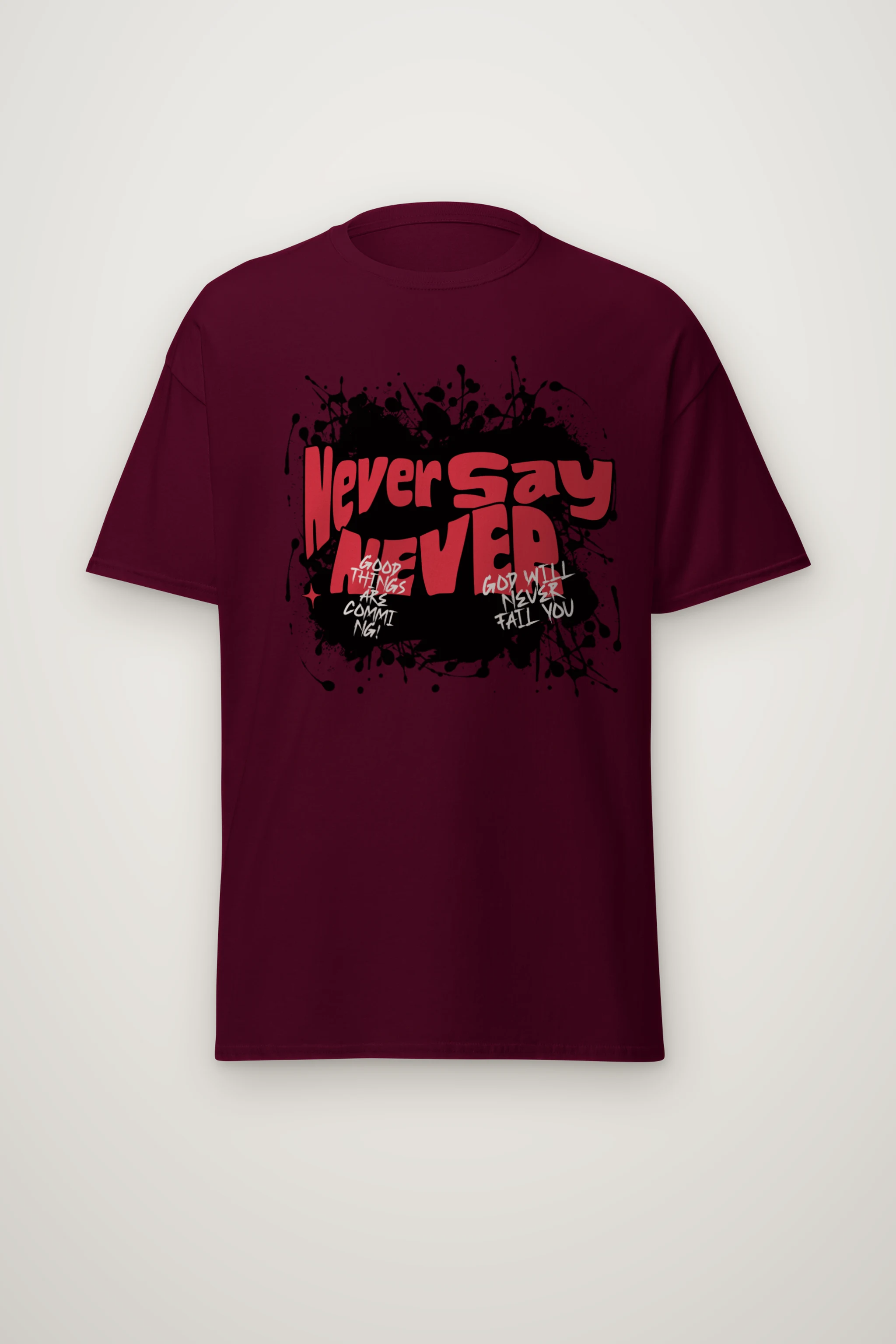 "Never Say Never" Heavyweight Unisex Crewneck T-shirt