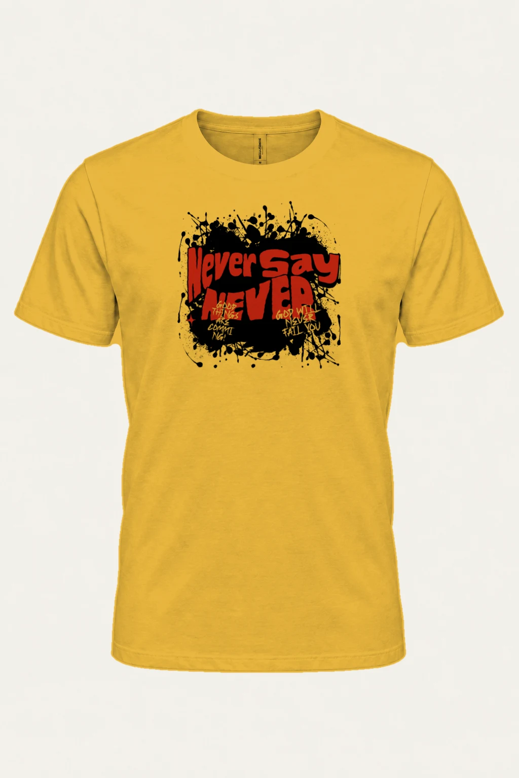 "Never Say Never" Heavyweight Unisex Crewneck T-shirt | Gildan 5000