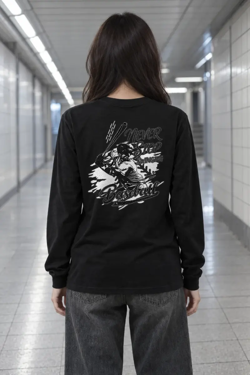 "Never Stop Swinging Baseball" Unisex Longsleeve T-shirt