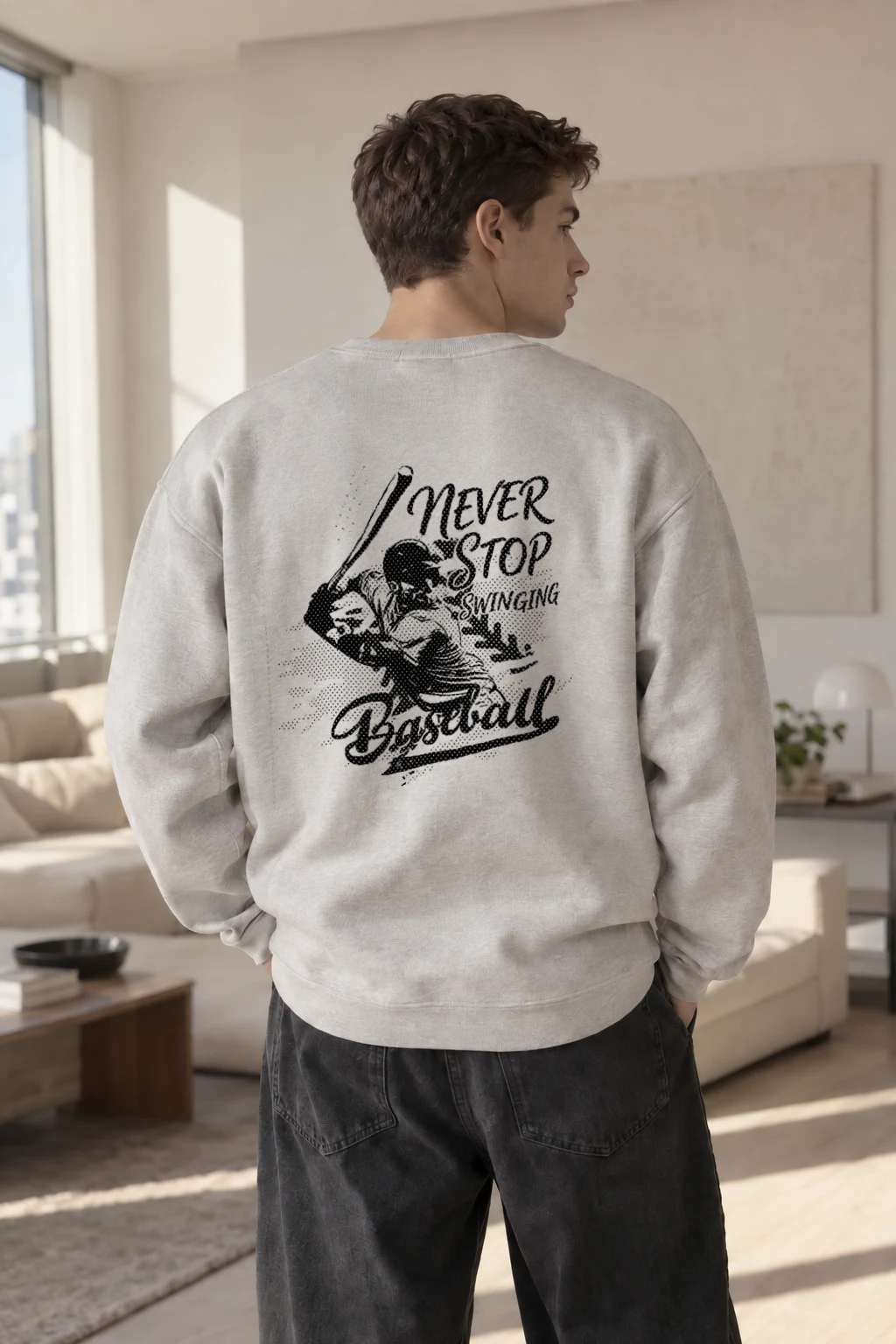 "Never Stop Swinging" Heavy Blend Unisex Crewneck Sweatshirt | Gildan 18000