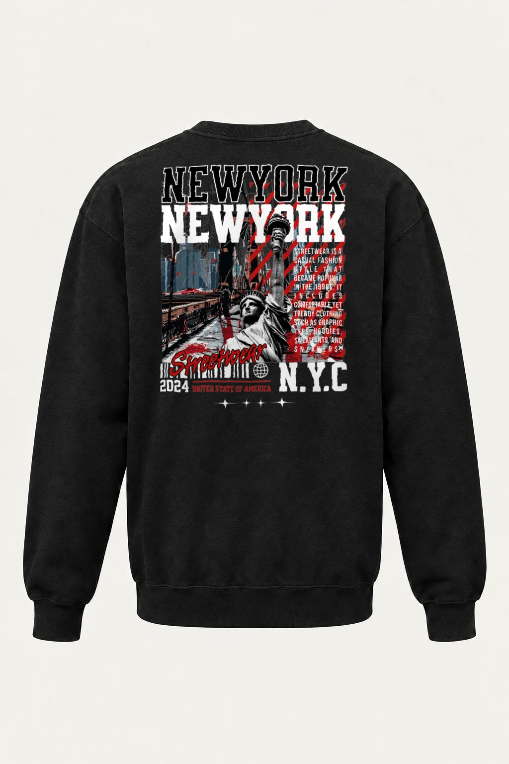 "New York Streetwear" Heavy Blend Unisex Crewneck Sweatshirt | Gildan 18000