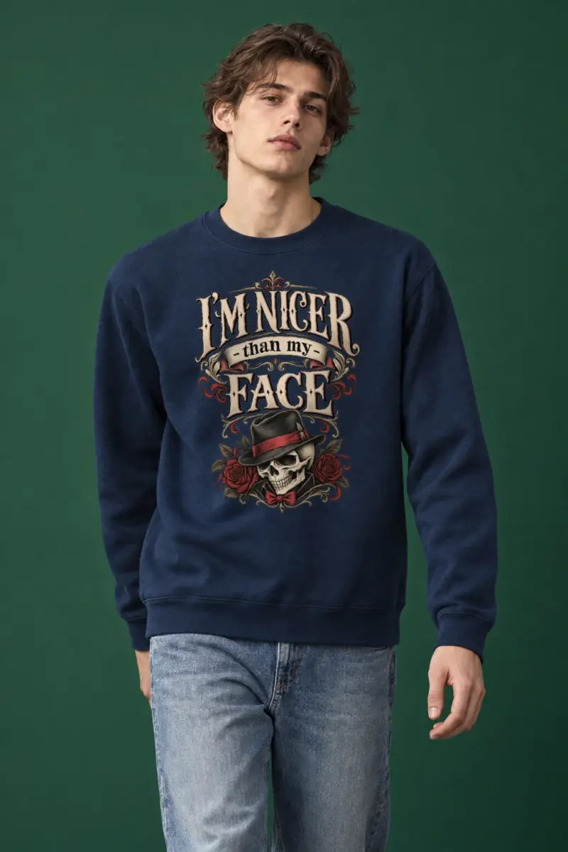 "Nicer Than My Face" Heavy Blend Unisex Crewneck Sweatshirt | Gildan 18000