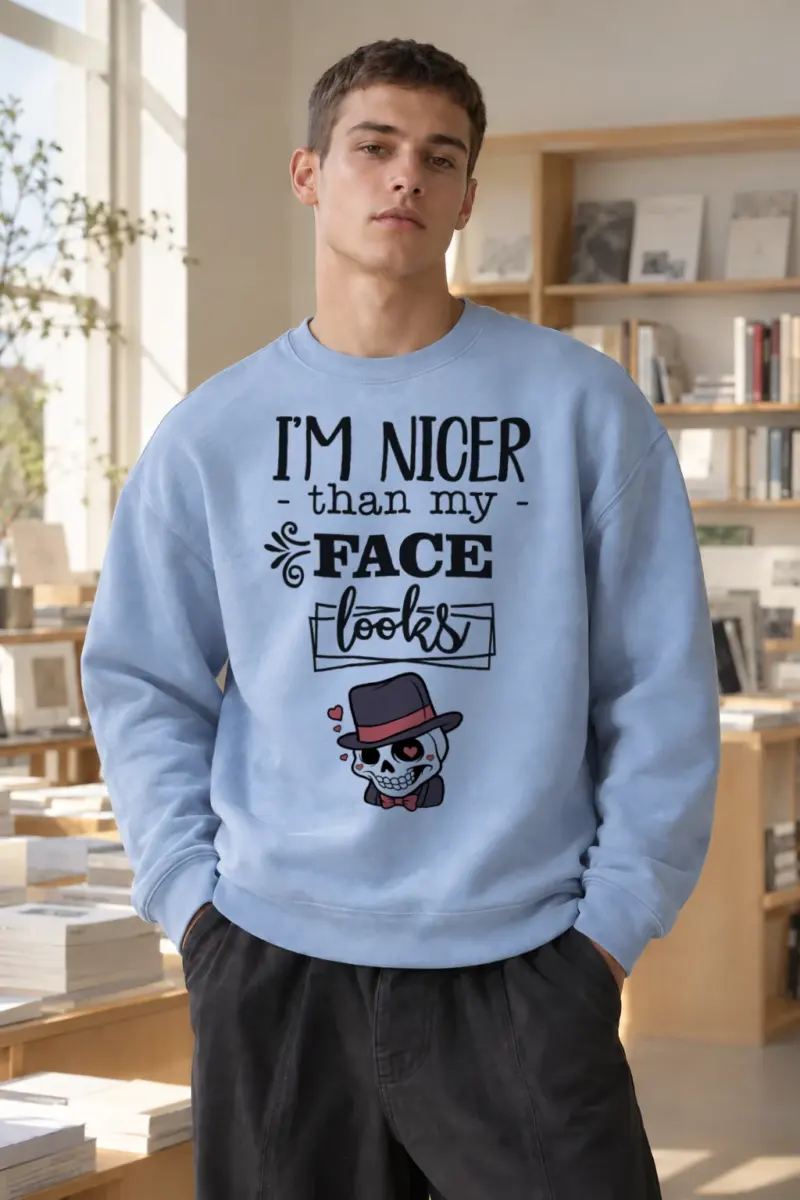 “Nicer Than My Face” Heavy Blend Unisex Crewneck Sweatshirt | Gildan 18000