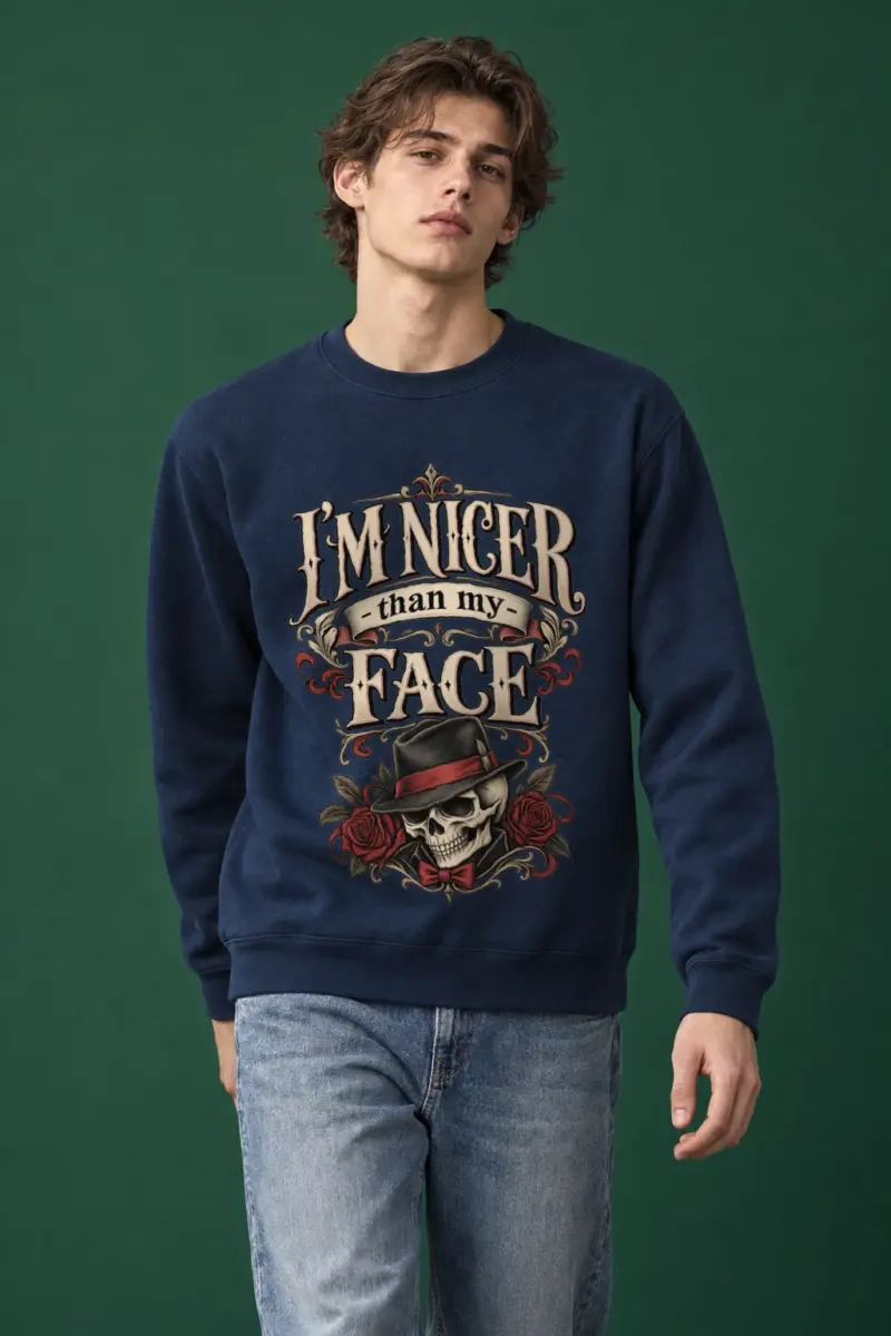 "Nicer Than My Face" Heavy Blend Unisex Crewneck Sweatshirt
