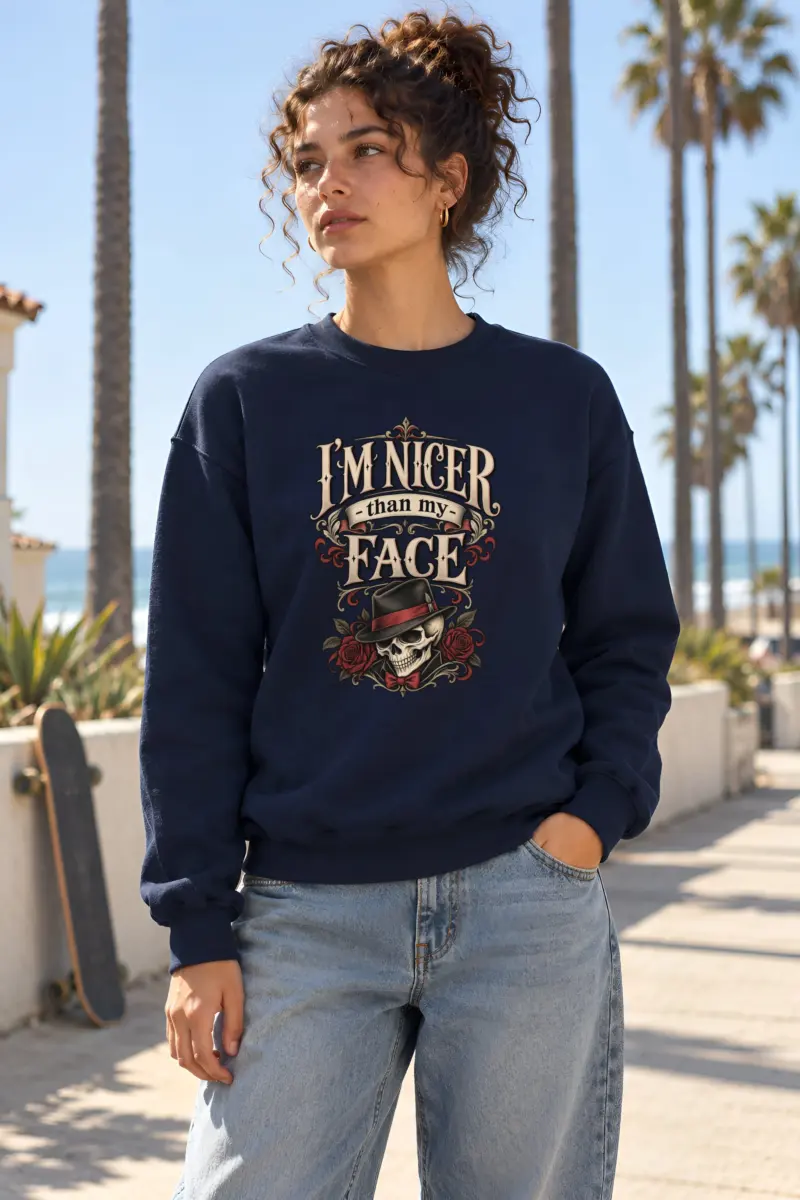 "Nicer Than My Face" Heavy Blend Unisex Crewneck Sweatshirt