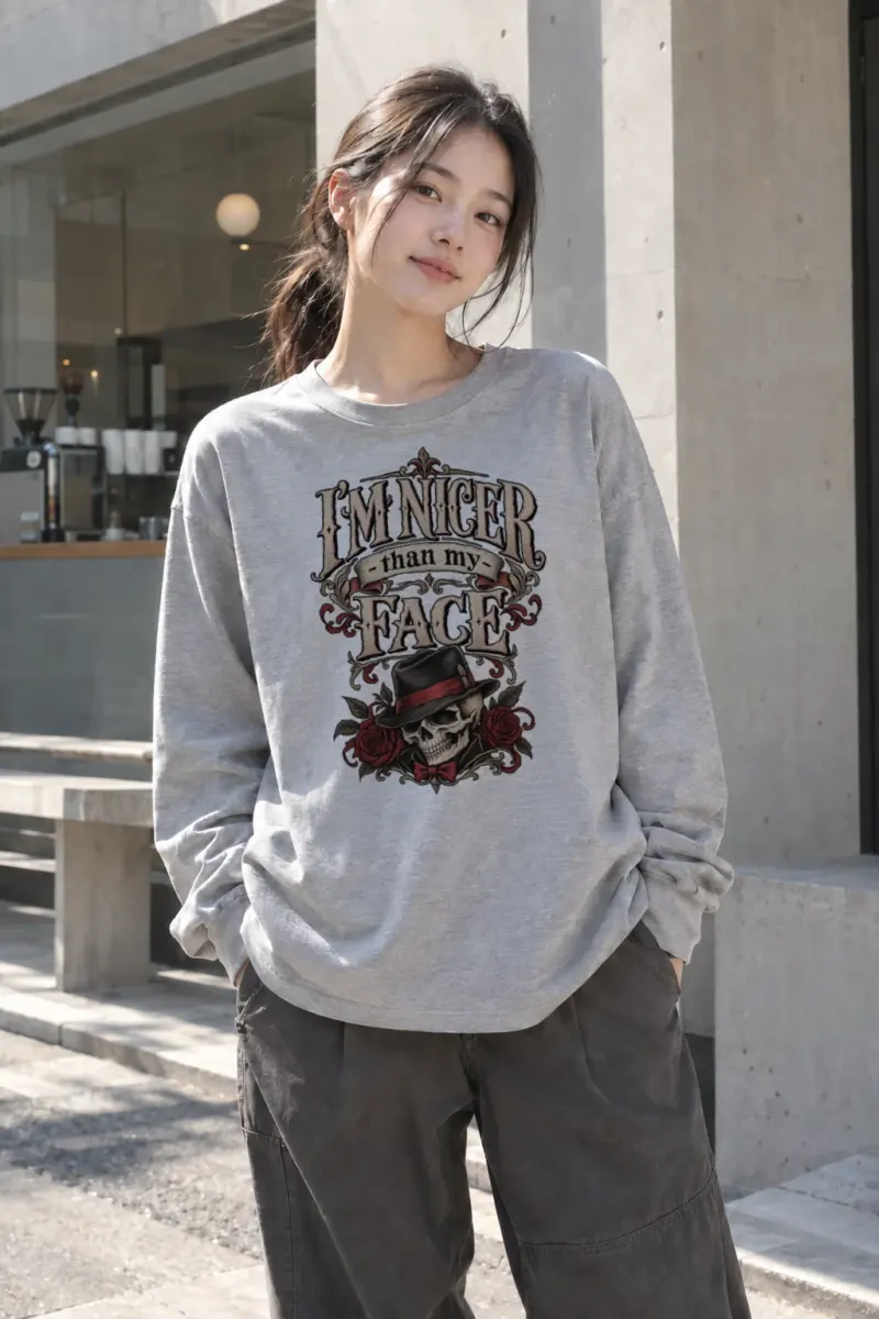 "Nicer Than My Face" Unisex Longsleeve T-shirt | Gildan 2400