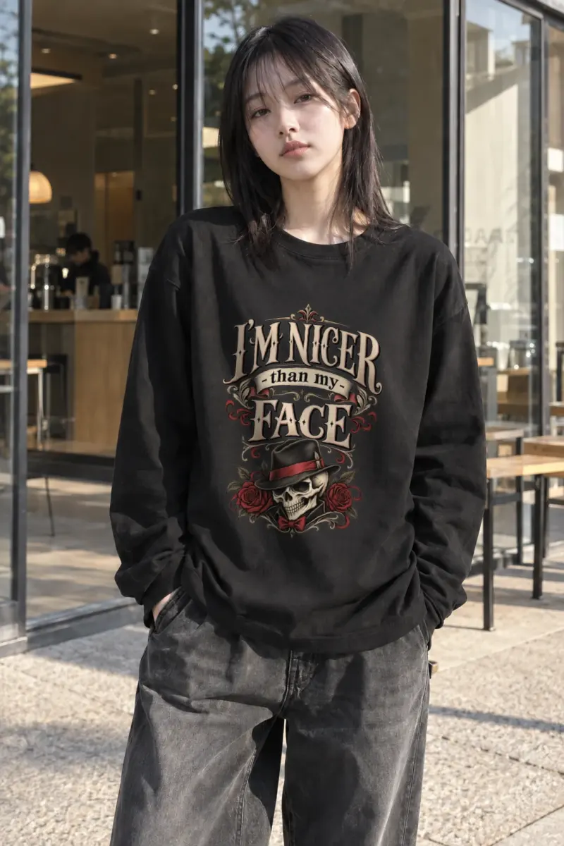 "Nicer Than My Face" Unisex Longsleeve T-shirt | Gildan 2400