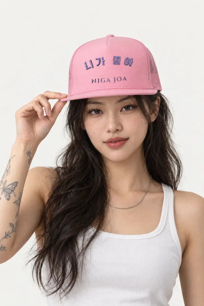 "Niga Joa Lavender" 5 Panel Trucker Cap · Embroidered