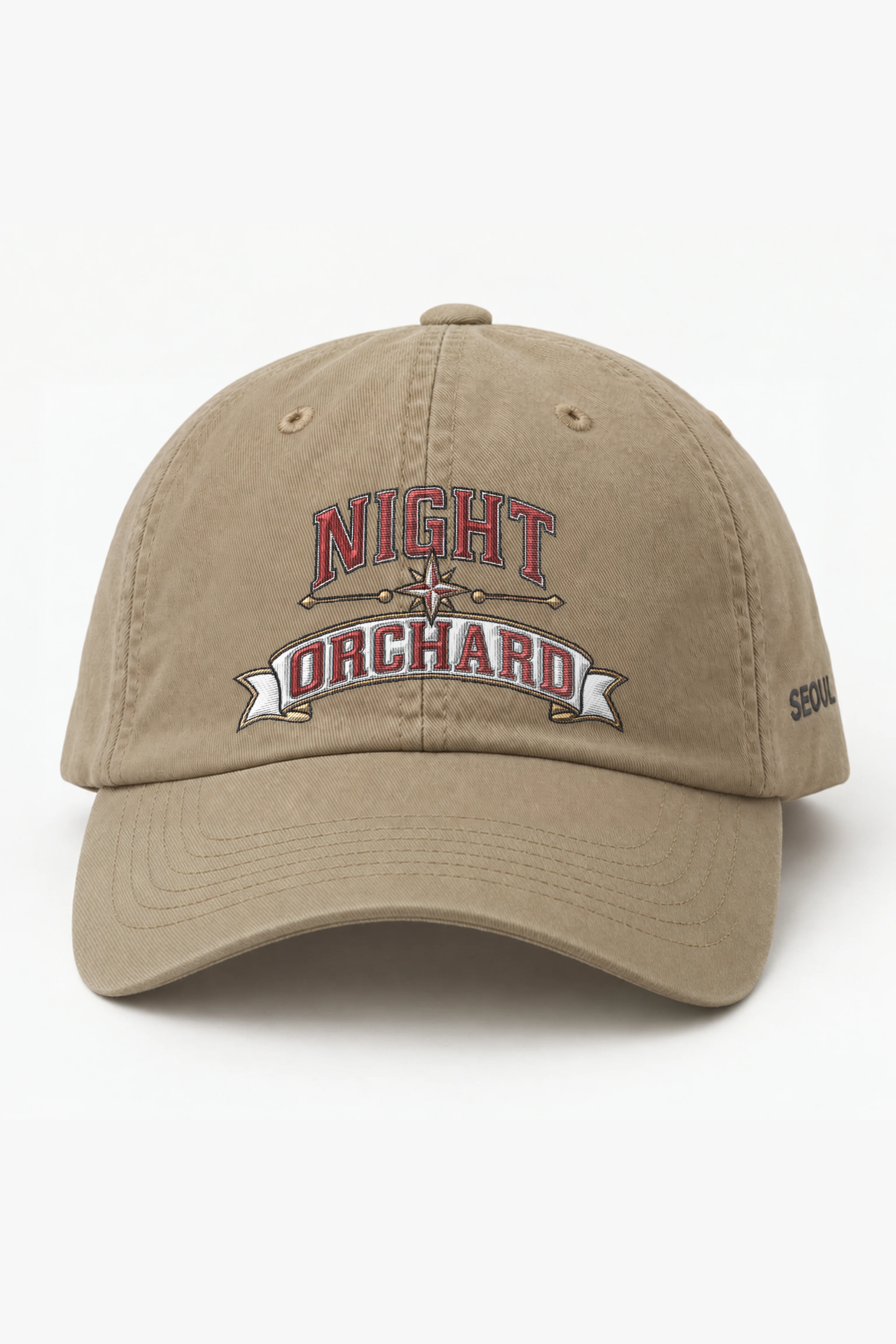 "Night Orchard Compass" Classic Dad Hat · Embroidered — khaki/cap-front