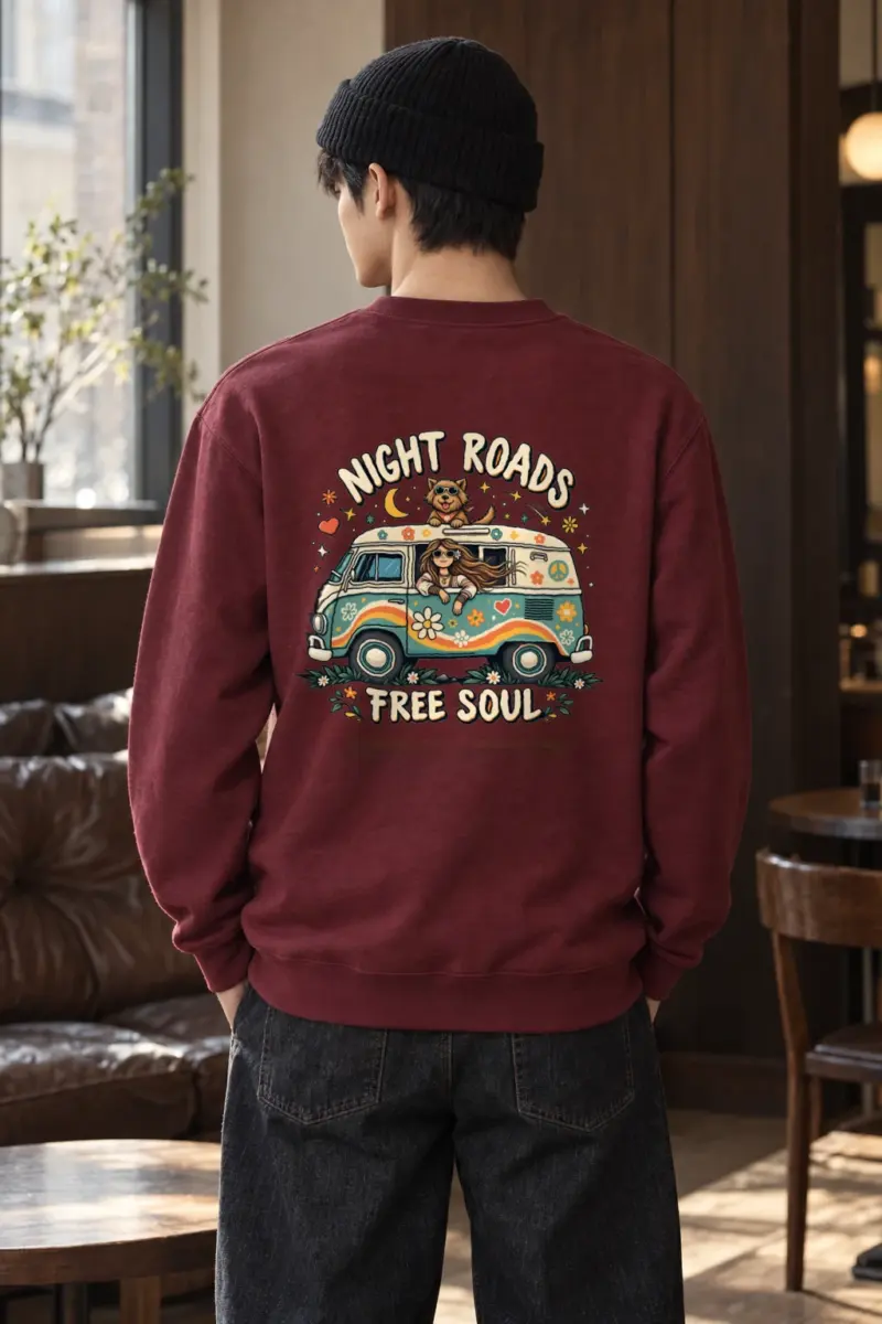 "Night Roads Free Soul" Heavy Blend Unisex Crewneck Sweatshirt | Gildan 18000
