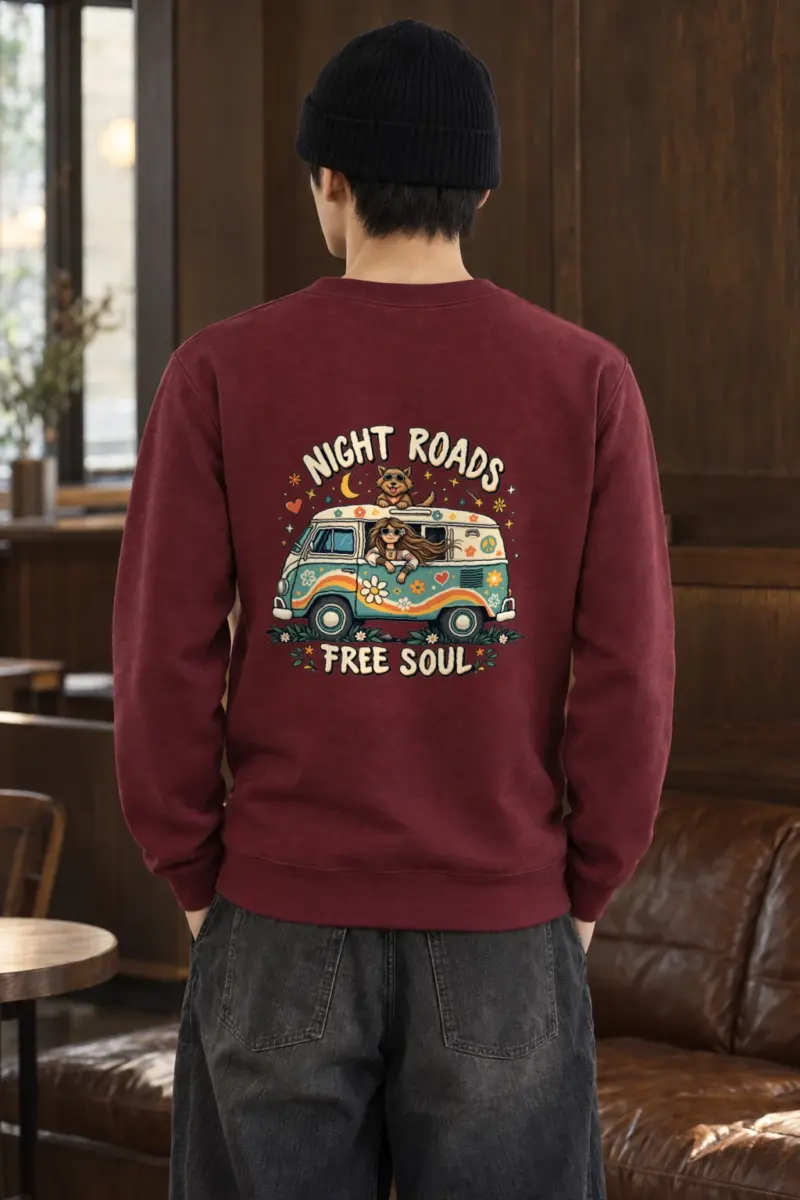 "Night Roads Free Soul" Heavy Blend Unisex Crewneck Sweatshirt