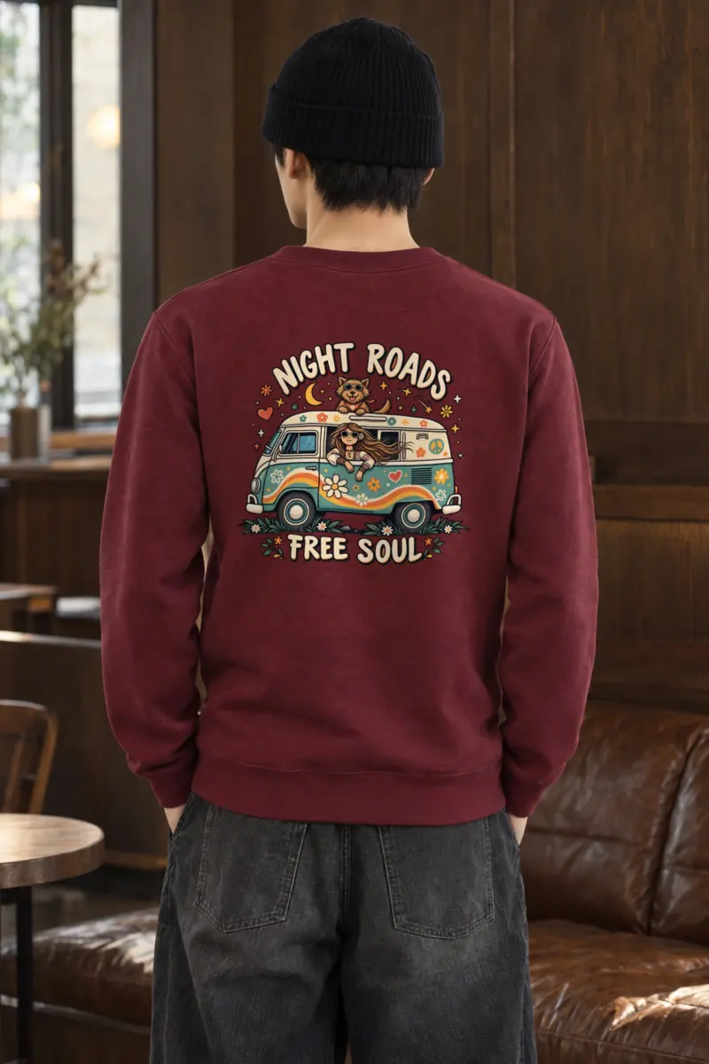 "Night Roads Free Soul" Heavy Blend Unisex Crewneck Sweatshirt