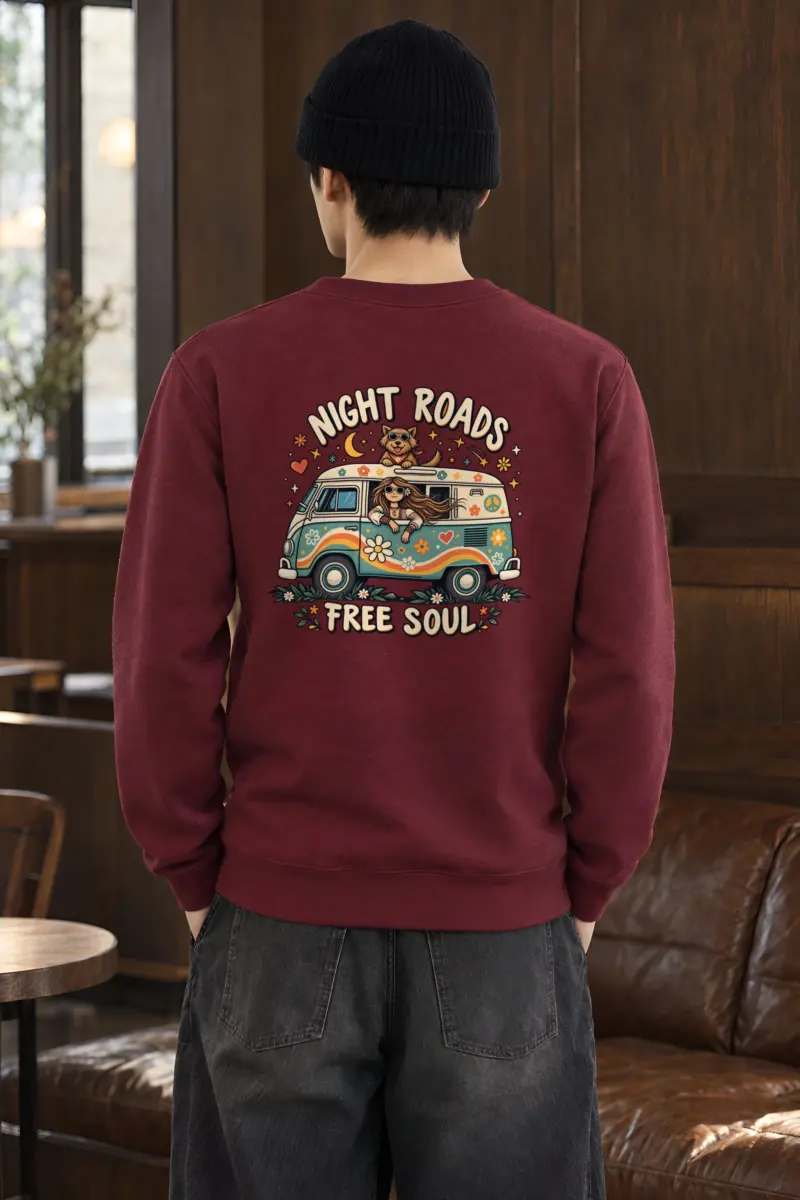 "Night Roads Free Soul" Heavy Blend Unisex Crewneck Sweatshirt