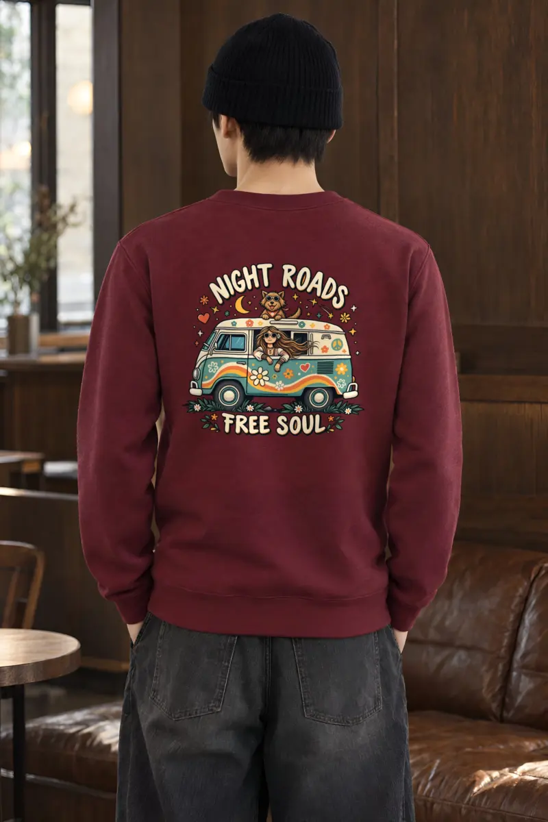"Night Roads Free Soul" Heavy Blend Unisex Crewneck Sweatshirt