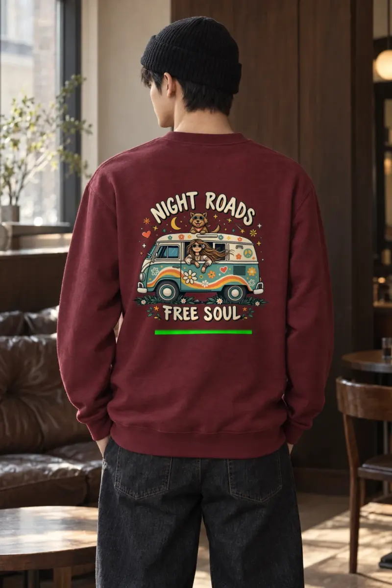 "Night Roads Free Soul" Heavy Blend Unisex Crewneck Sweatshirt | Gildan 18000
