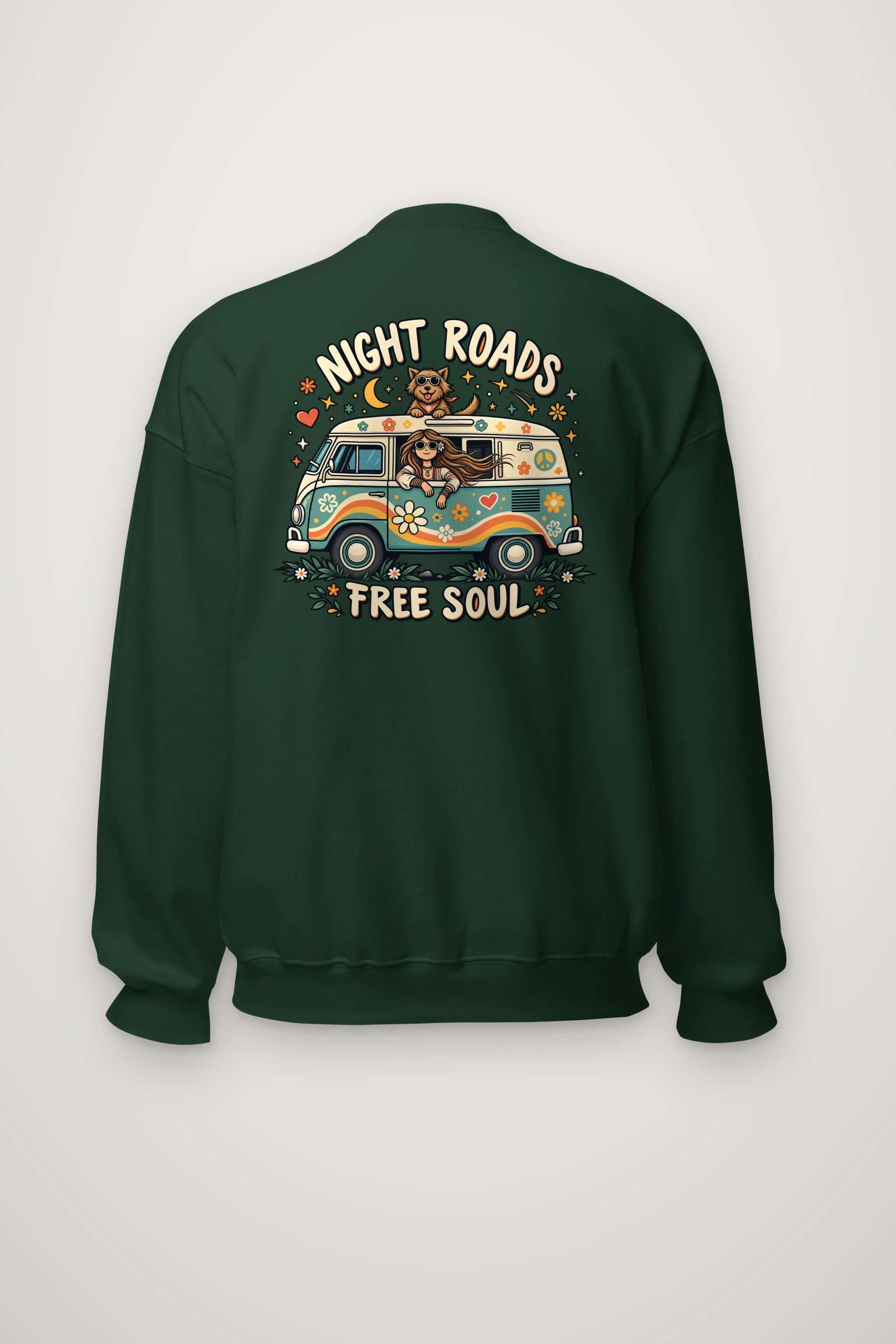 "Night Roads Free Soul" Heavy Blend Unisex Crewneck Sweatshirt