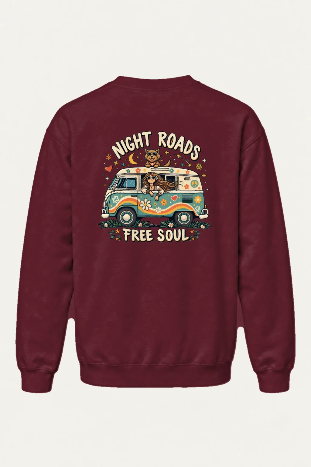 "Night Roads Free Soul" Heavy Blend Unisex Crewneck Sweatshirt | Gildan 18000