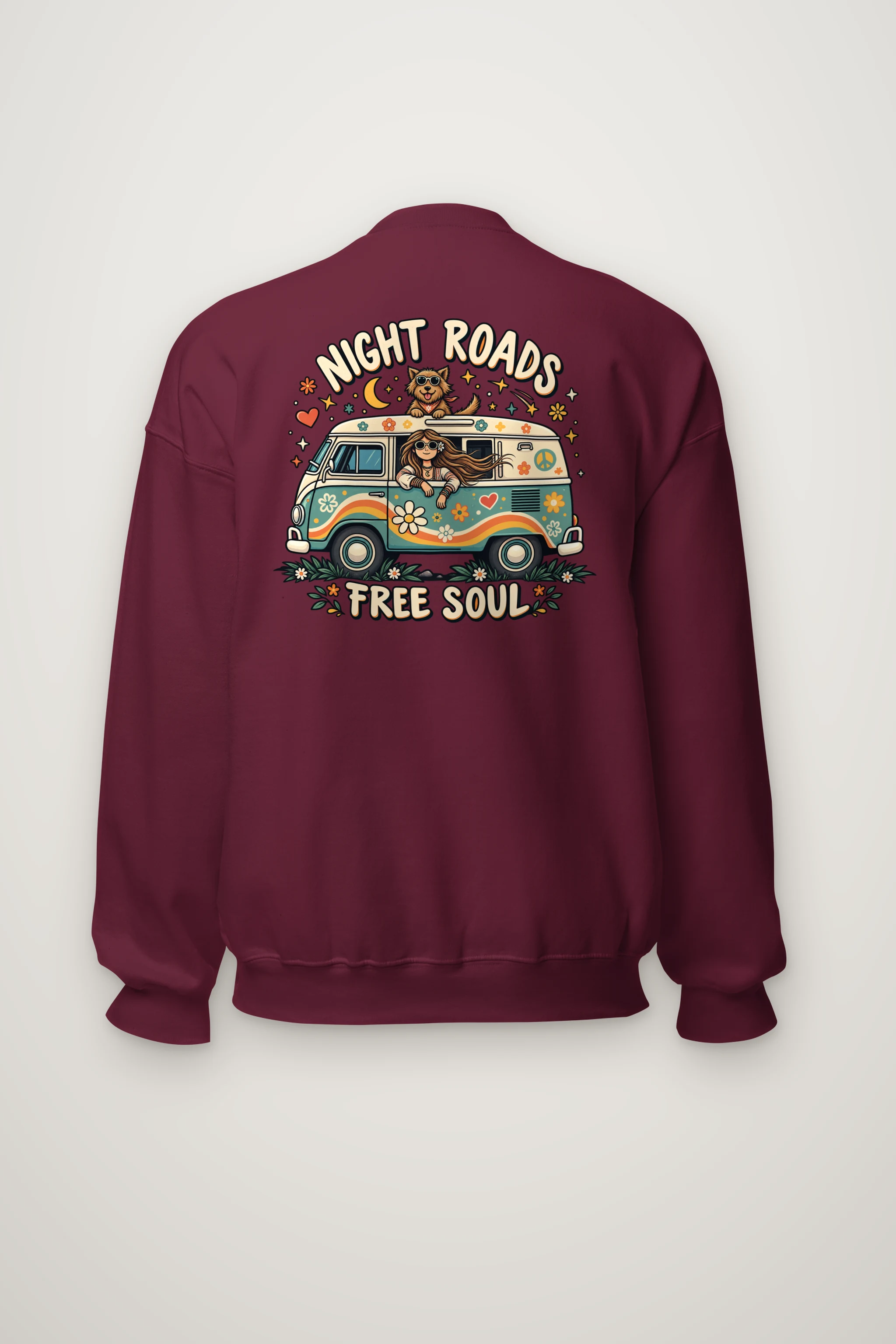 "Night Roads Free Soul" Heavy Blend Unisex Crewneck Sweatshirt