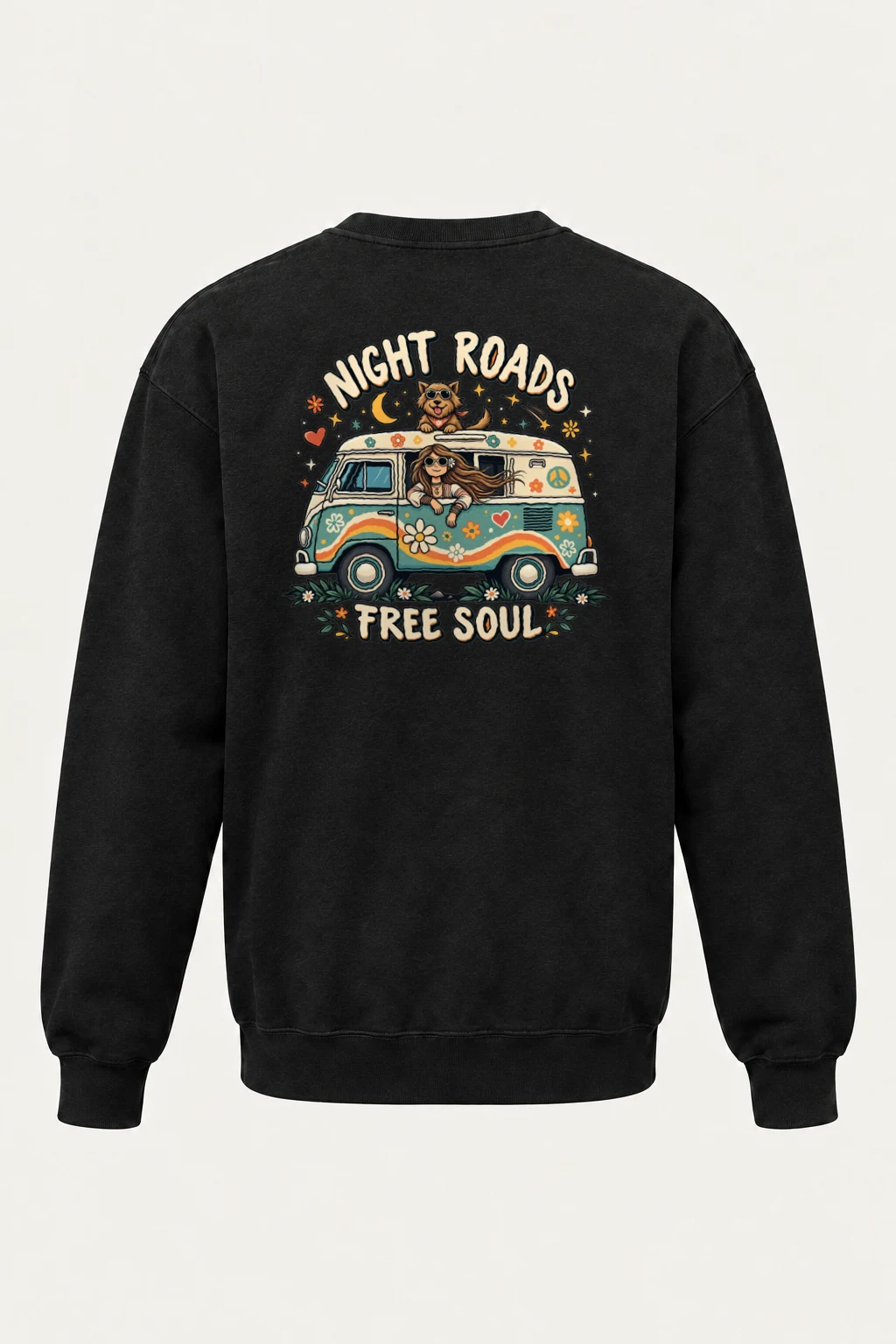 "Night Roads Free Soul" Heavy Blend Unisex Crewneck Sweatshirt | Gildan 18000