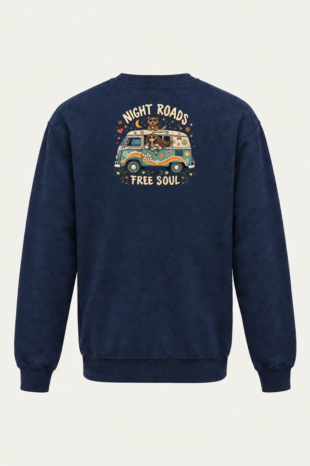 "Night Roads Free Soul" Heavy Blend Unisex Crewneck Sweatshirt | Gildan 18000
