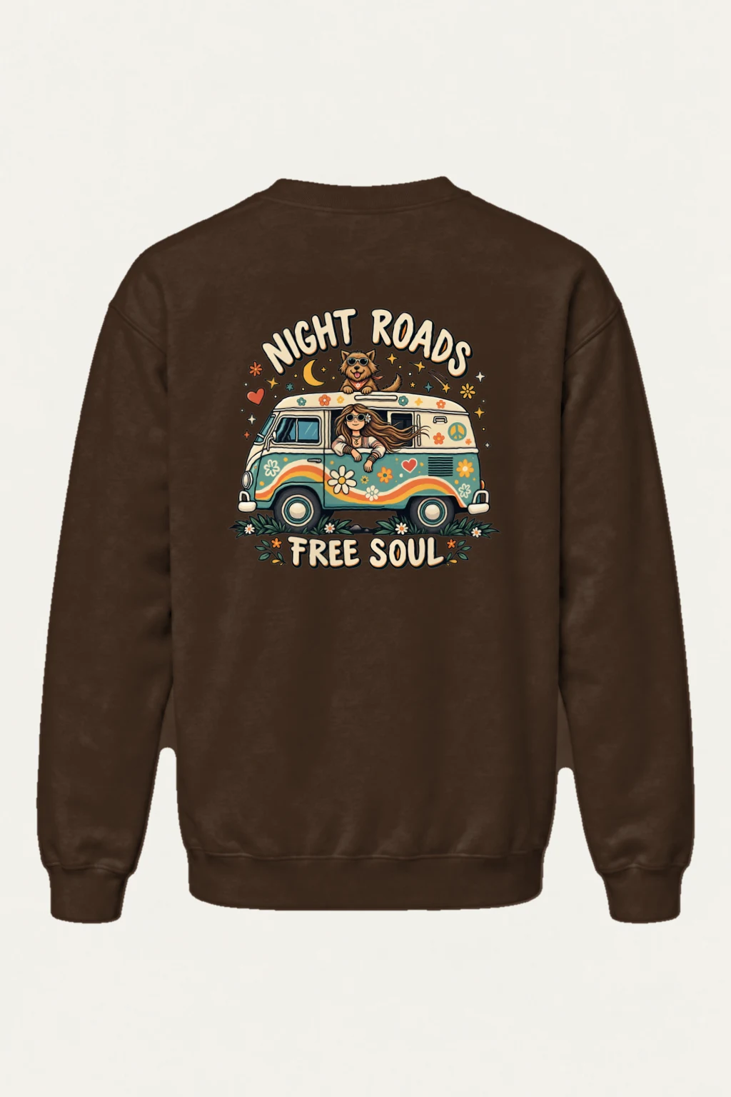 "Night Roads Free Soul" Heavy Blend Unisex Crewneck Sweatshirt | Gildan 18000